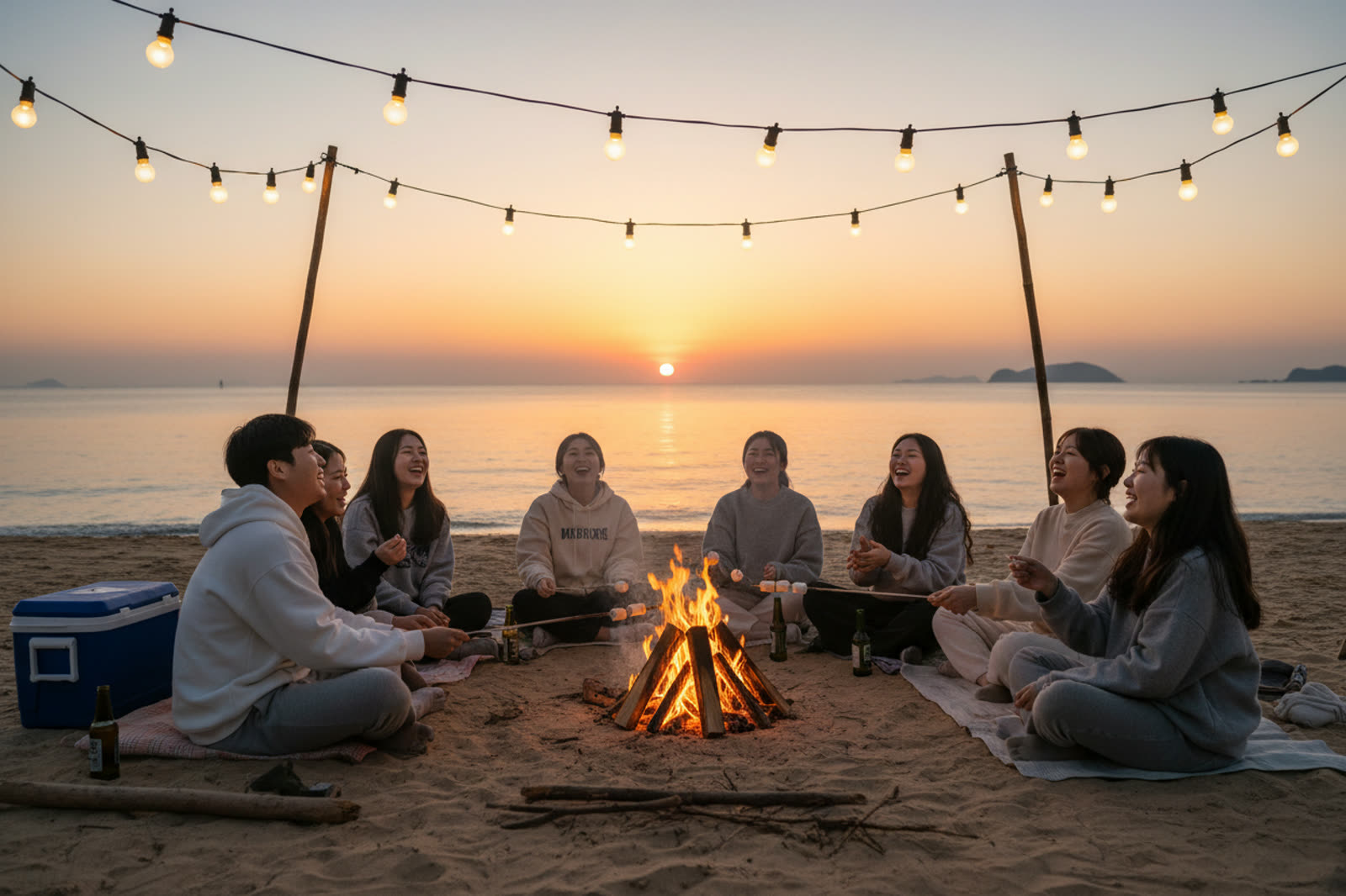 신안 밤의 모닥불